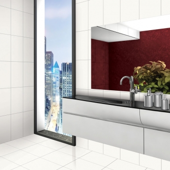 Ambiente banheiro piso 45940 Eternety Bianco e revestimento 32001