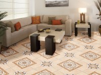 Living room environment floor tile 45708 Geometric Marble Bege