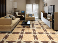 Living room environment floor tile 45516 Wood Geometric